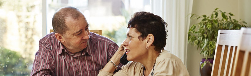 Man and lady talking