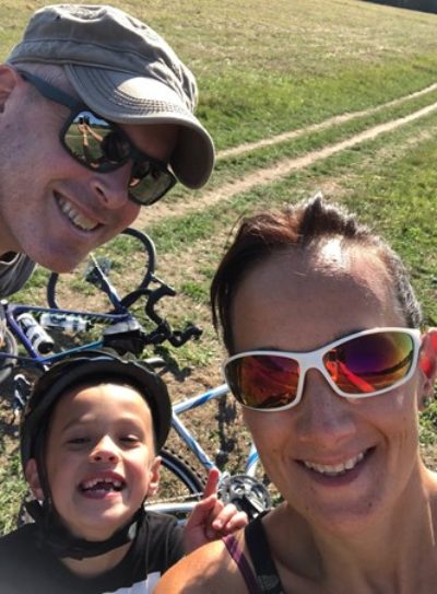 Julia family photo - man, woman and child with bikes