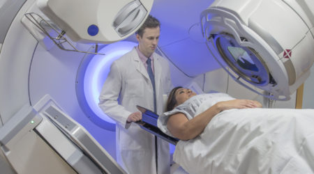 Woman Receiving Radiation Therapy Treatments for Breast Cancer