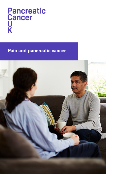 The front cover of the Pancreatic Cancer UK booklet, Pain and pancreatic cancer.