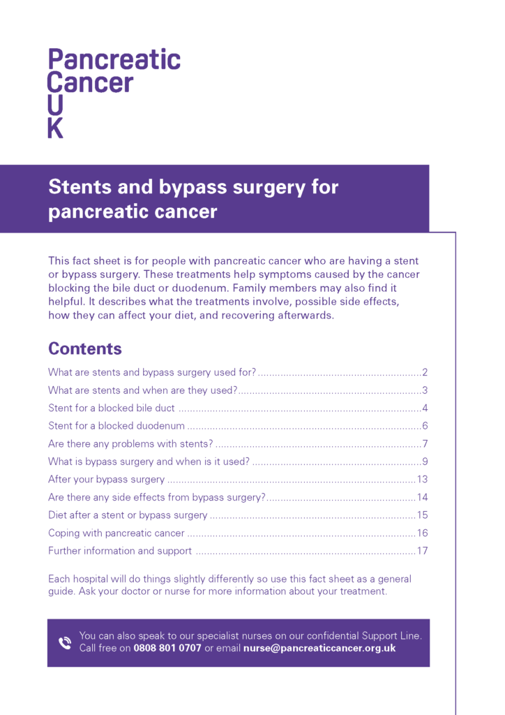 Stents and bypass surgery Pancreatic Cancer UK