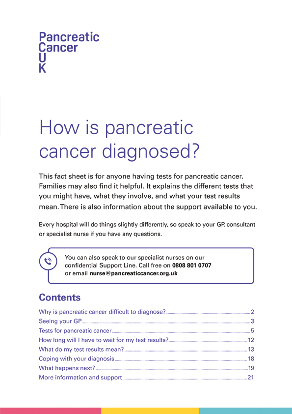 How is pancreatic cancer diagnosed fact sheet front cover