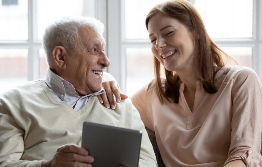 Father and daughter talking