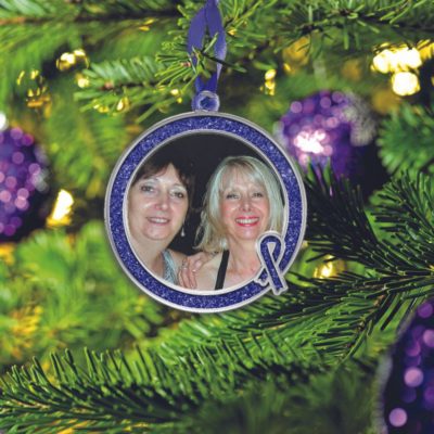 Sue and Lindsay in Christmas decoration