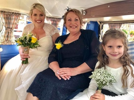 Amy on her wedding day with her mum, Angela