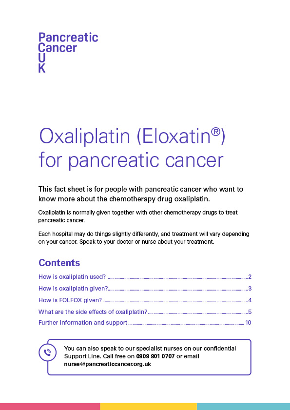 Page 1 of the Oxaliplatin fact sheet