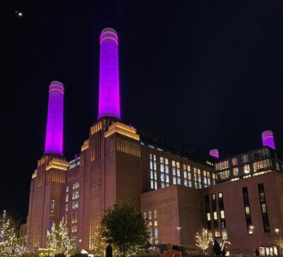 Battersea power Station - Purple lights for hope - Pancreatic Cancer UK