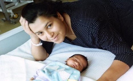 Angela with her son Jamie as a baby