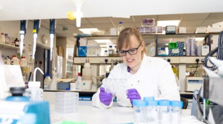 Researcher working in the lab