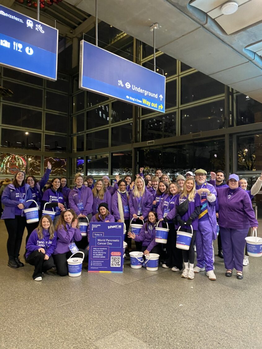 Staff and volunteers group picture at St Pancras station for St PancrEas
