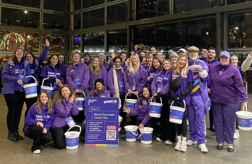 Staff and volunteers group picture at St Pancras station for St PancrEas