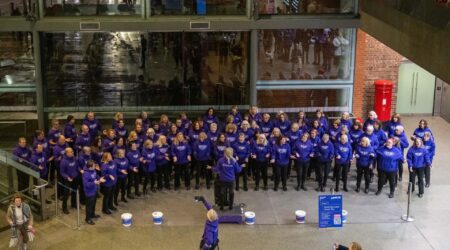 The wonderful Popchoir helping us raise awareness