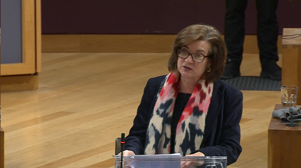 Minister Eluned Morgan MS responding to speakers at our Senedd Debate for Pancreatic Cancer Awareness Month on 6 December 2023