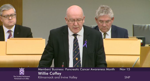 Willie Coffey MSP speaks at the Scottish Pancreatic Cancer Awareness Month members debate