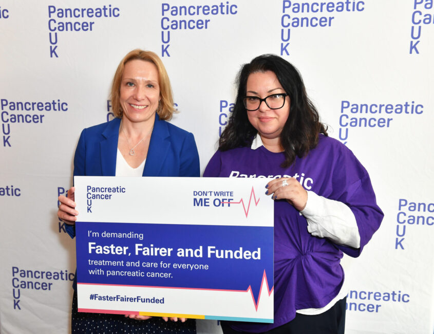 Our supporter Marie with Helen Morgan MP