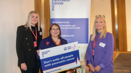 Our supporters with Clare Adamson MSP who sponsored our Scottish Parliament drop-in