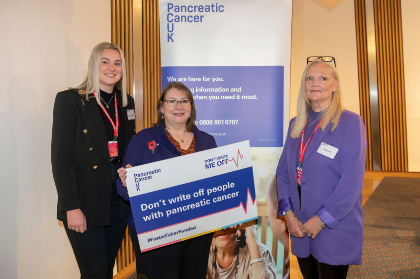 Our supporters with Clare Adamson MSP who sponsored our Scottish Parliament drop-in