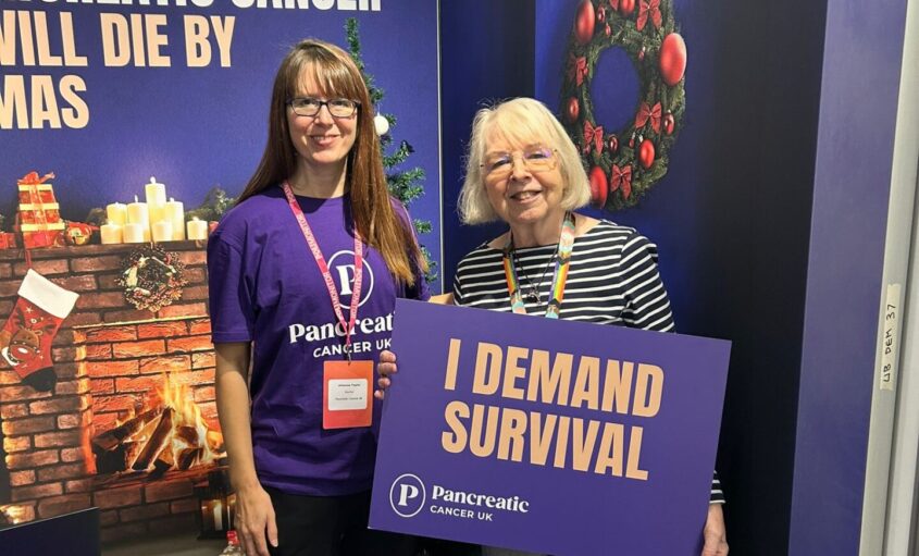 Jo at Lib Dem conference with Jackie who is living beyond pancreatic cancer