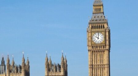 Houses of parliament blue sky with big ben