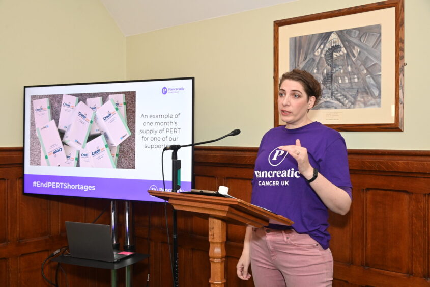 Bryony spoke passionately about the impact of the PERT shortages on her health and wellbeing, and called on the Government to take urgent action.=