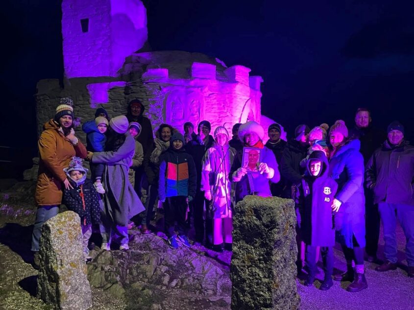 Huer's Hut lit up purple for Pancreatic Cancer Awareness Month