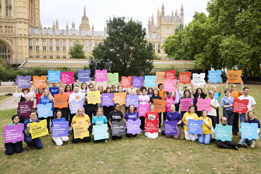 Members of the One Cancer Voice cancer coalition members calling for action in the Cancer Plan for England