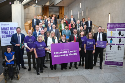 We hosted a MSP photocall at the Scottish Parliament in Edinburgh to mark Pancreatic Cancer Awareness Month