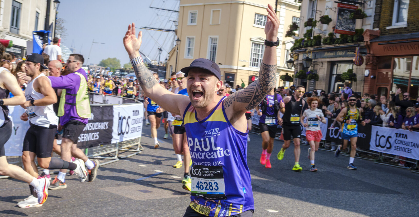 Man running at the London Marathon